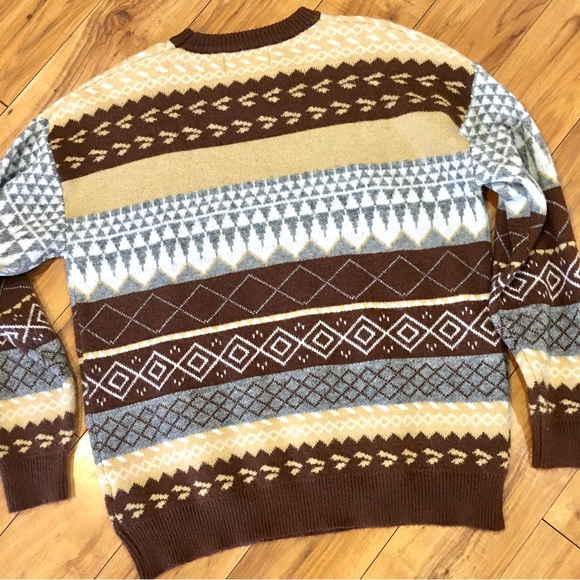 Aelfric Eden vintage print brown sweater grandpa style winter medium ivo… - Picture 2 of 7